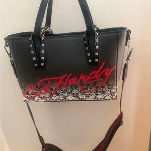Ed Hardy Black and Red Skull Shoulder Bag